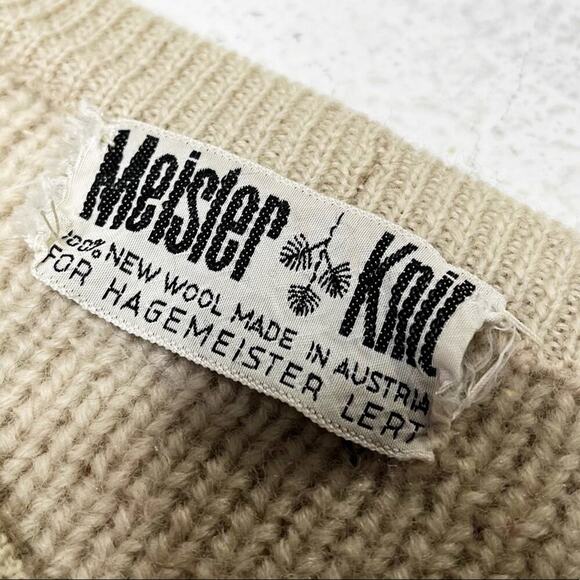 Vintage Meister Knit Fisherman Cable Knit 100% Wool Sweater Austria Grandpa - Picture 10 of 10